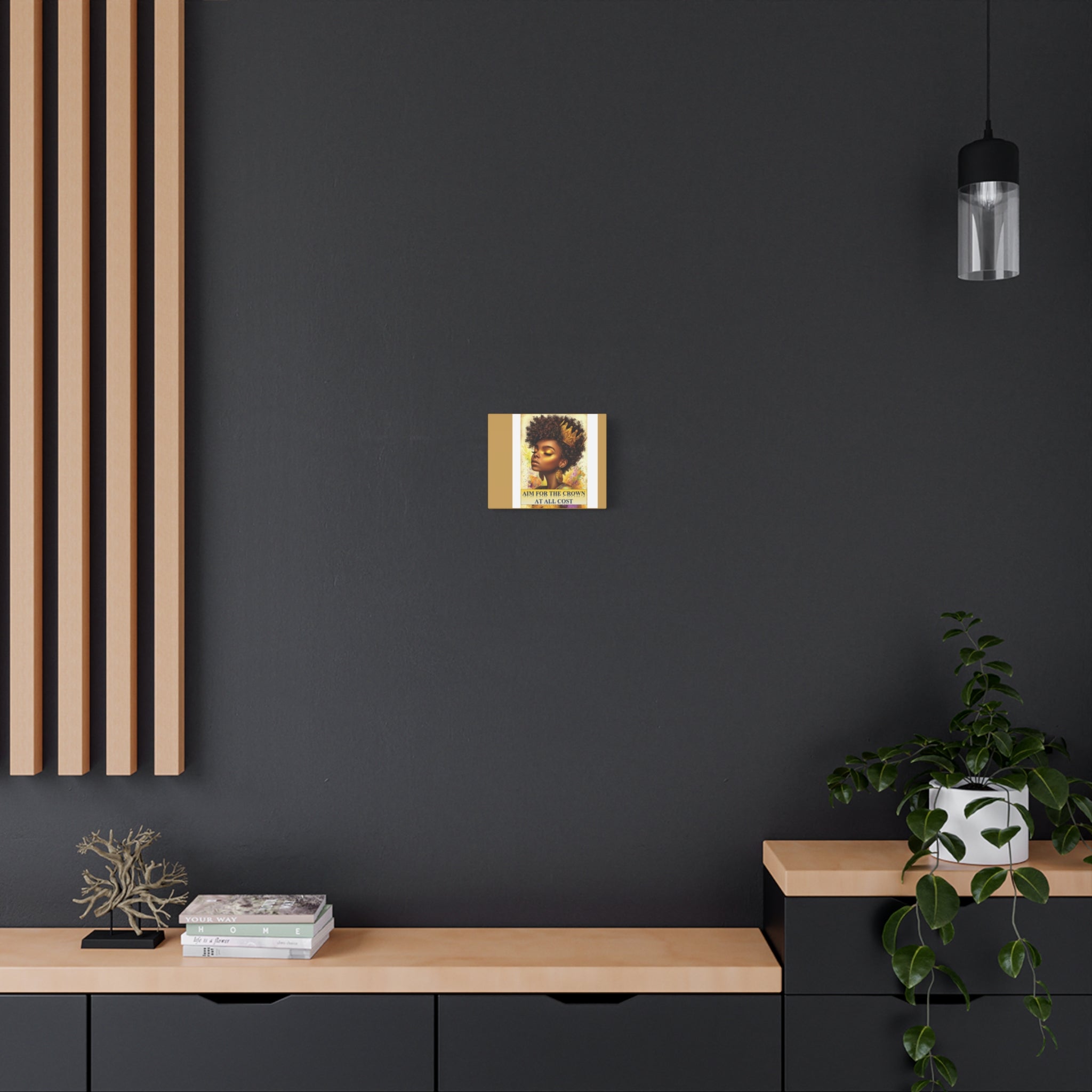 Aim for the Crown Canvas Wall Art — Inspirational Black Girl Queen Portrait
