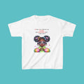 QUIET CONFIDENCE NEVER TOO SOON; Kids Tee — "I Praise You, Lord" Cute Black Girl Prayer Design | Back: God Is In Absolute Control