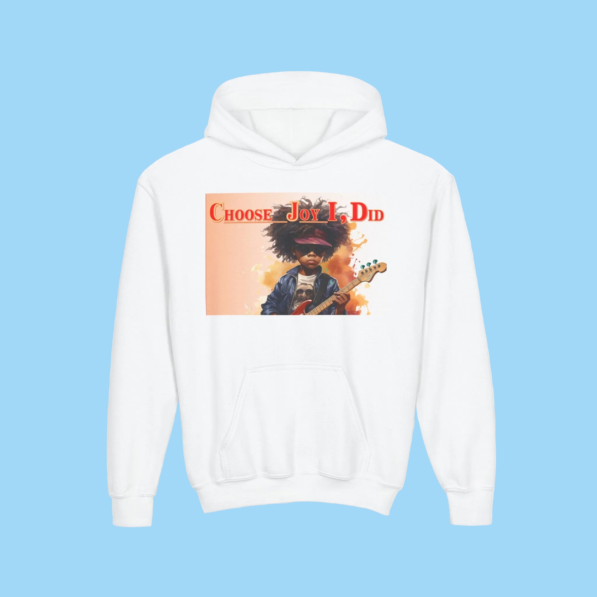 Youth Hoodie - "Choose Joy I Did" Guitar Kid Graphic