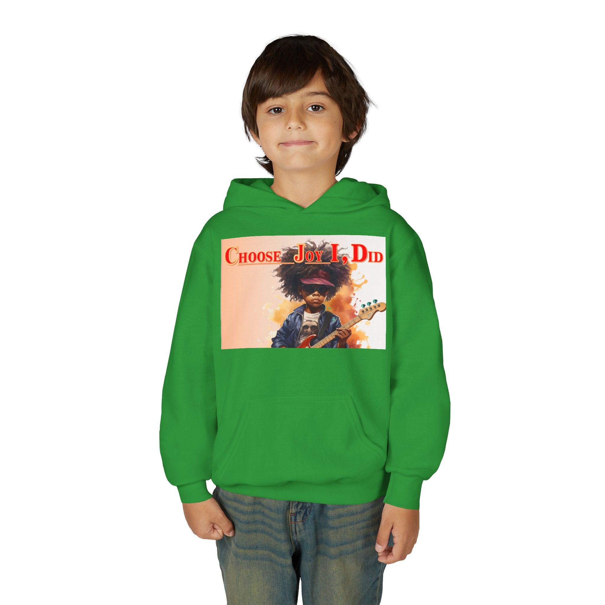 Youth Hoodie - "Choose Joy I Did" Guitar Kid Graphic