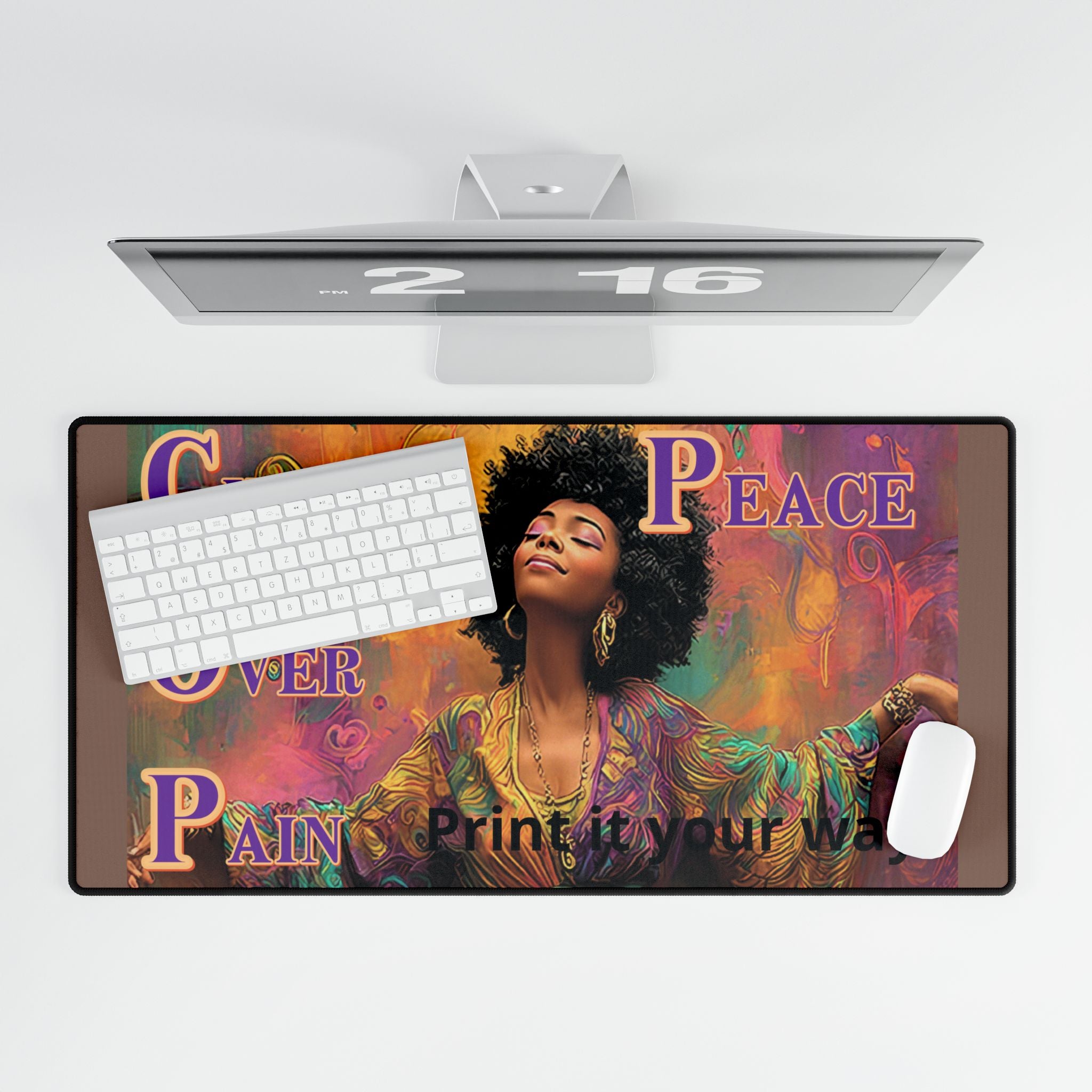 Choose Peace Over Pain Desk Mat — Afrocentric Inspirational Desk Mat for Office & Home