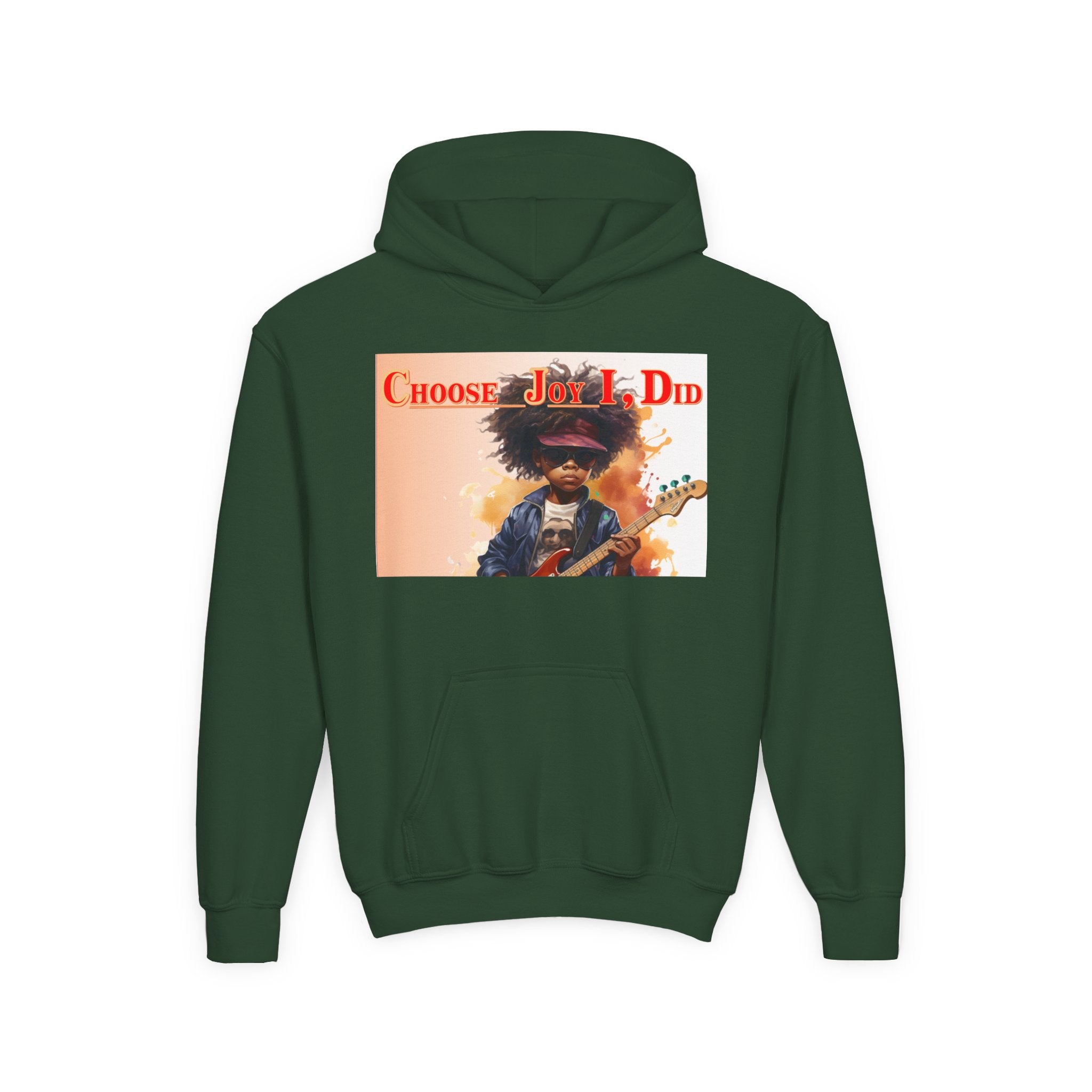 Youth Hoodie - "Choose Joy I Did" Guitar Kid Graphic