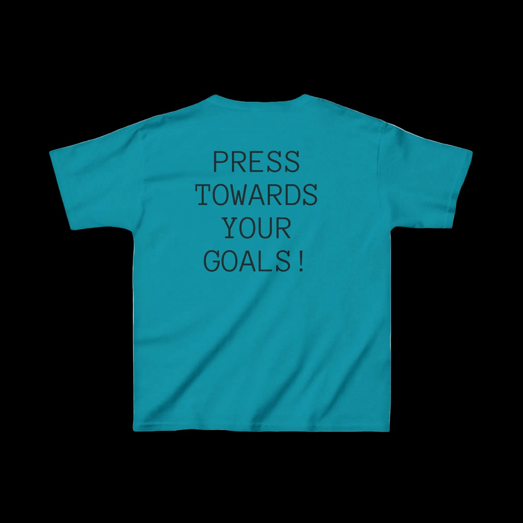 Kids Motivational Tee — “Press Towards Your Goals” Running Design