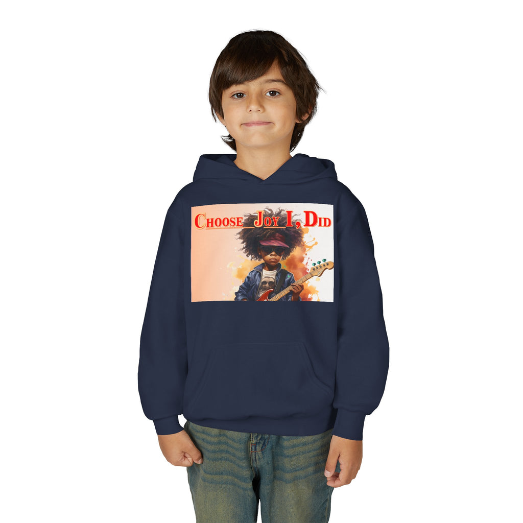 Youth Hoodie - "Choose Joy I Did" Guitar Kid Graphic