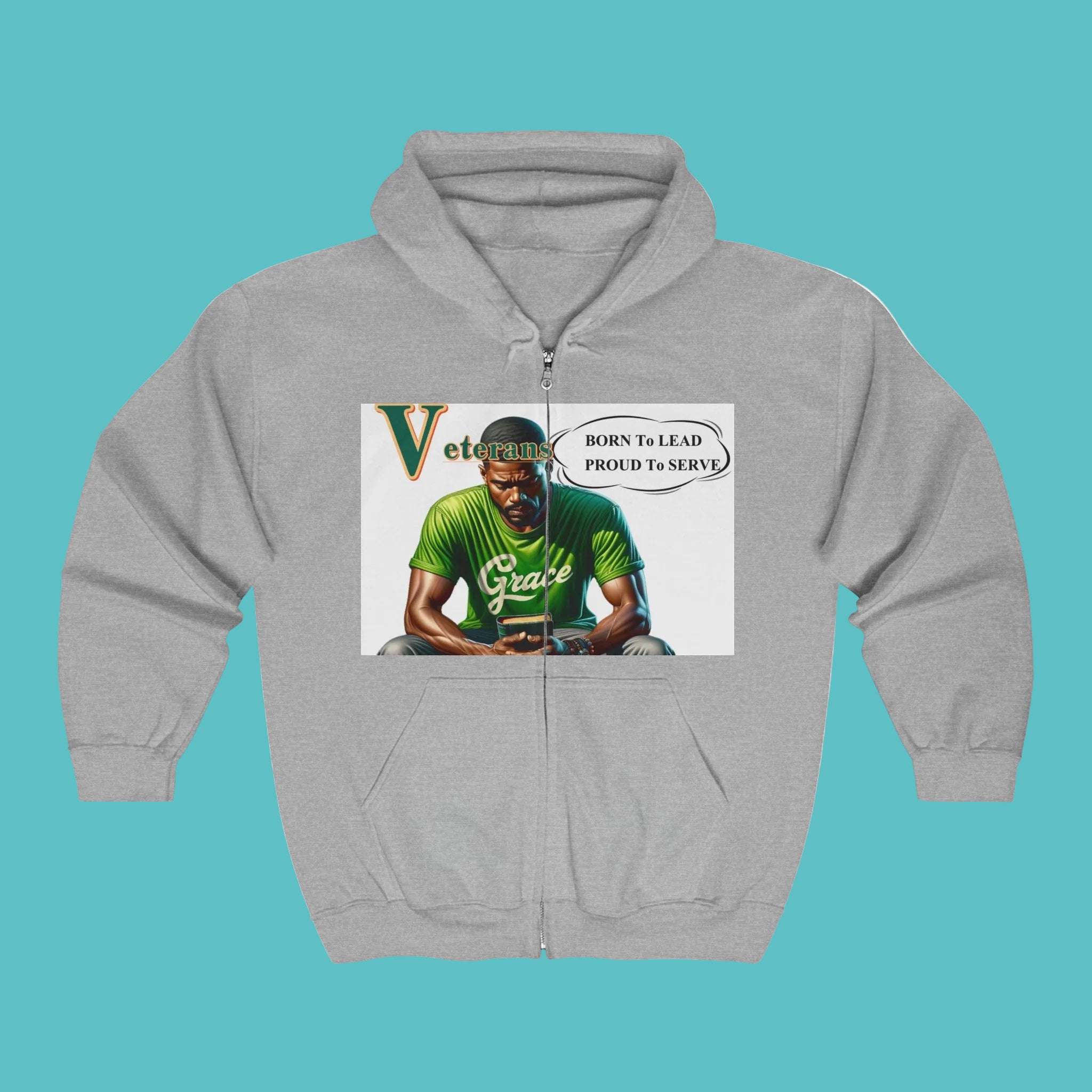 Grace Veterans Hoodie — "Grace" Graphic Zip-Up for Veterans & Faithful Supporters