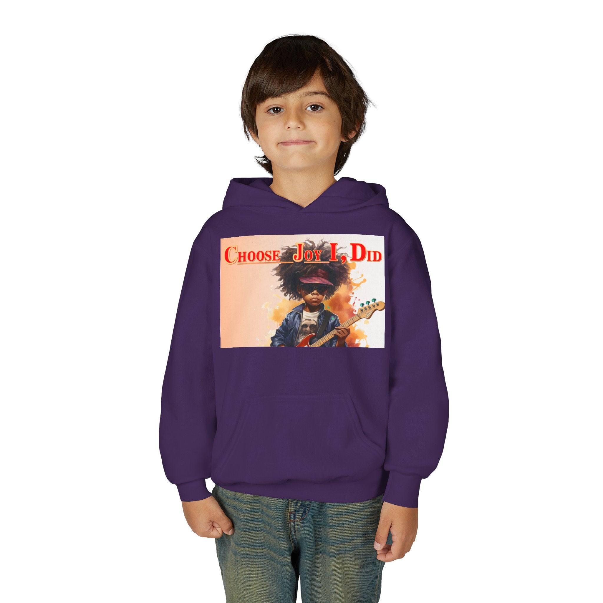Youth Hoodie - "Choose Joy I Did" Guitar Kid Graphic