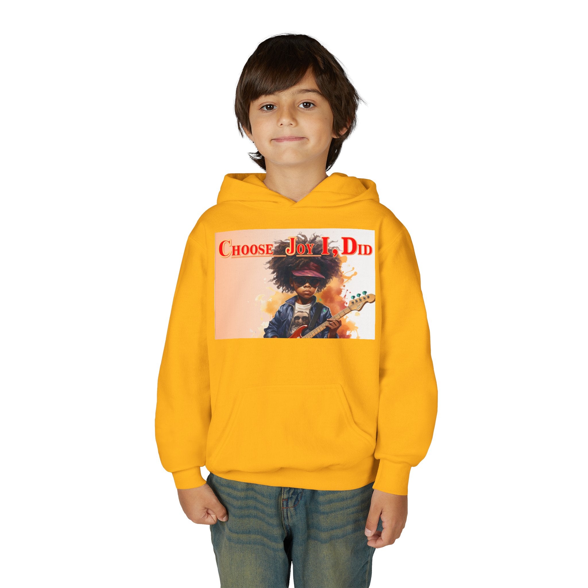 Youth Hoodie - "Choose Joy I Did" Guitar Kid Graphic