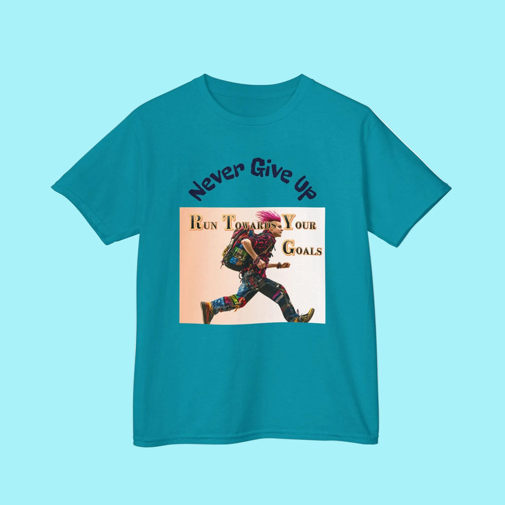 Kids Motivational Tee — “Press Towards Your Goals” Running Design