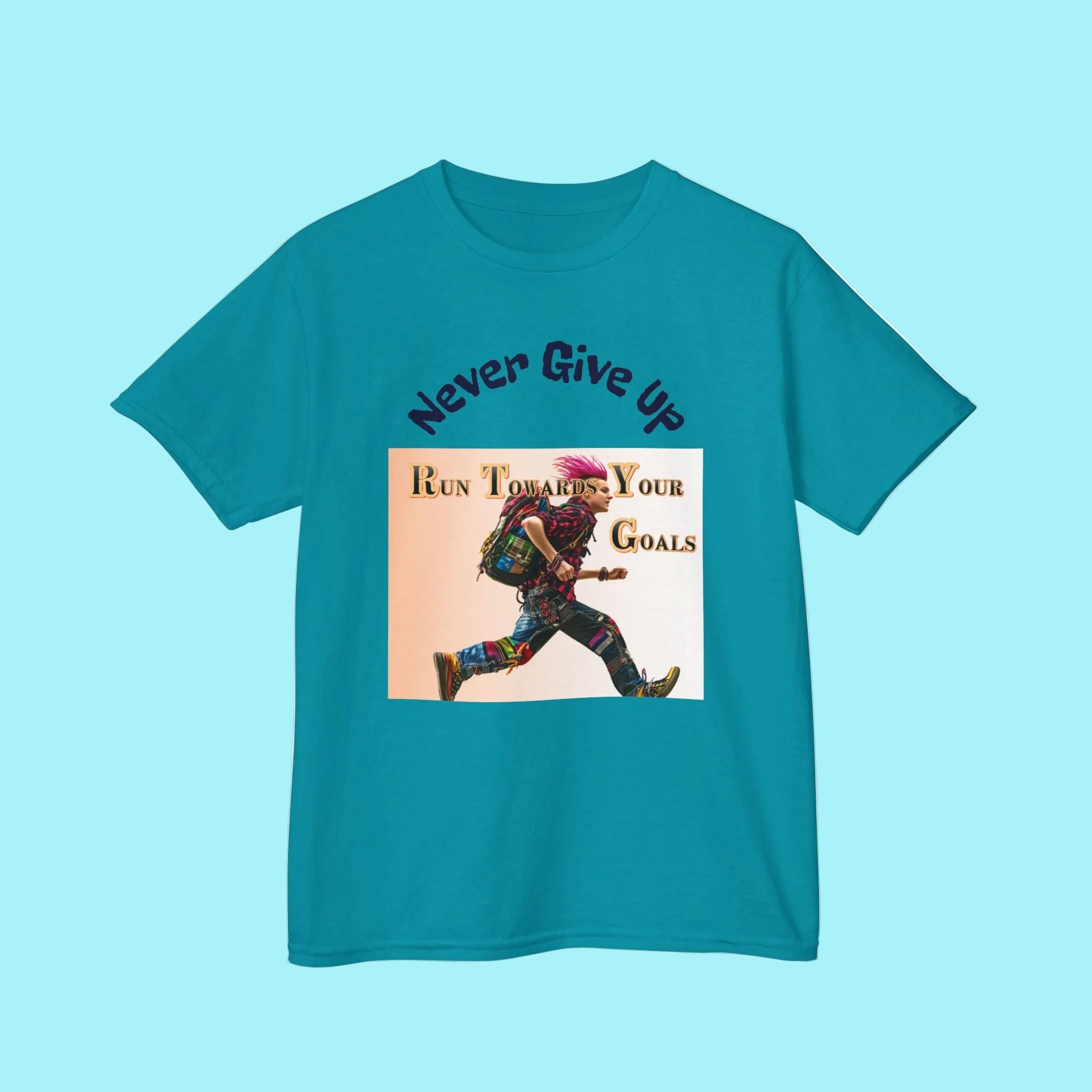 Kids Motivational Tee — “Press Towards Your Goals” Running Design