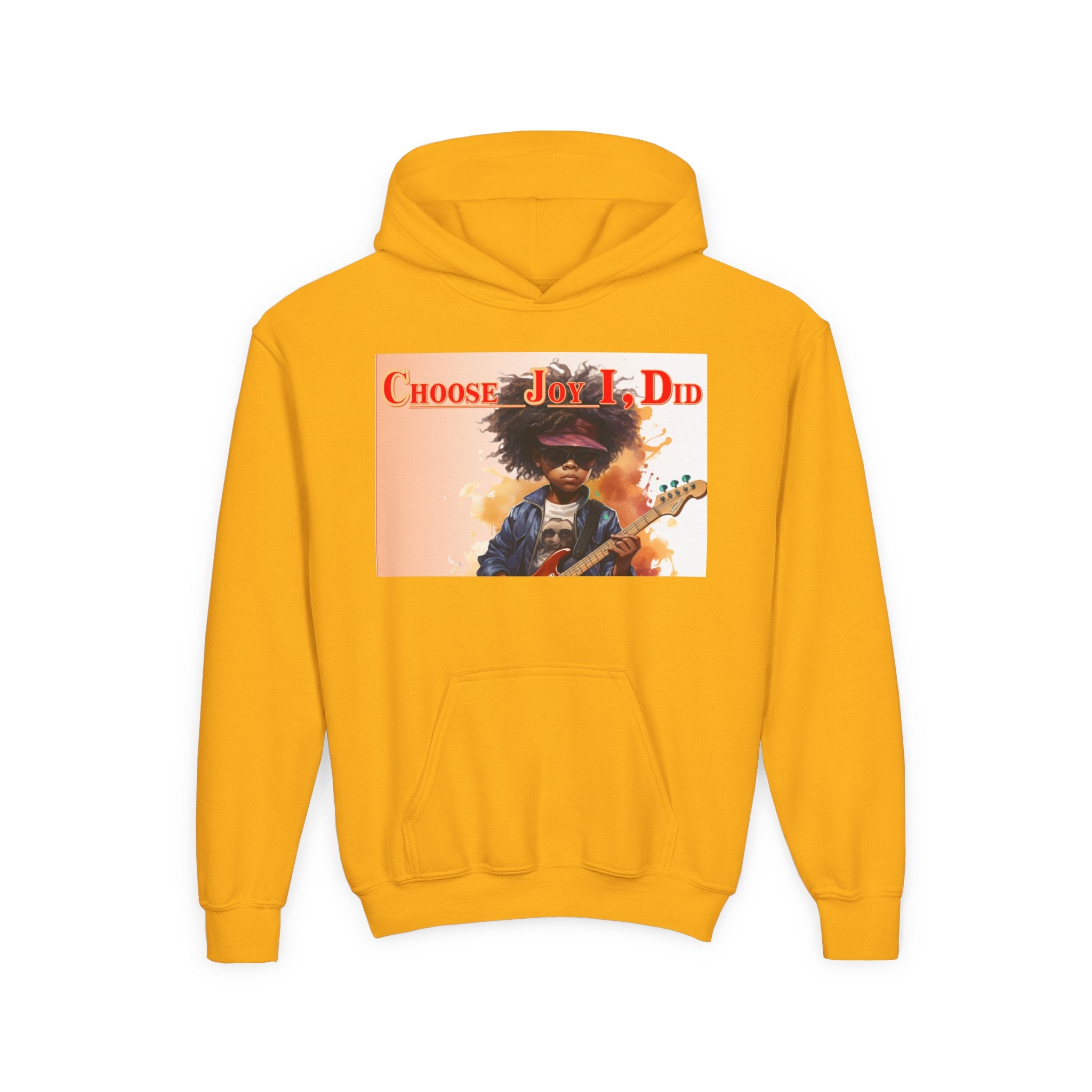 Youth Hoodie - "Choose Joy I Did" Guitar Kid Graphic
