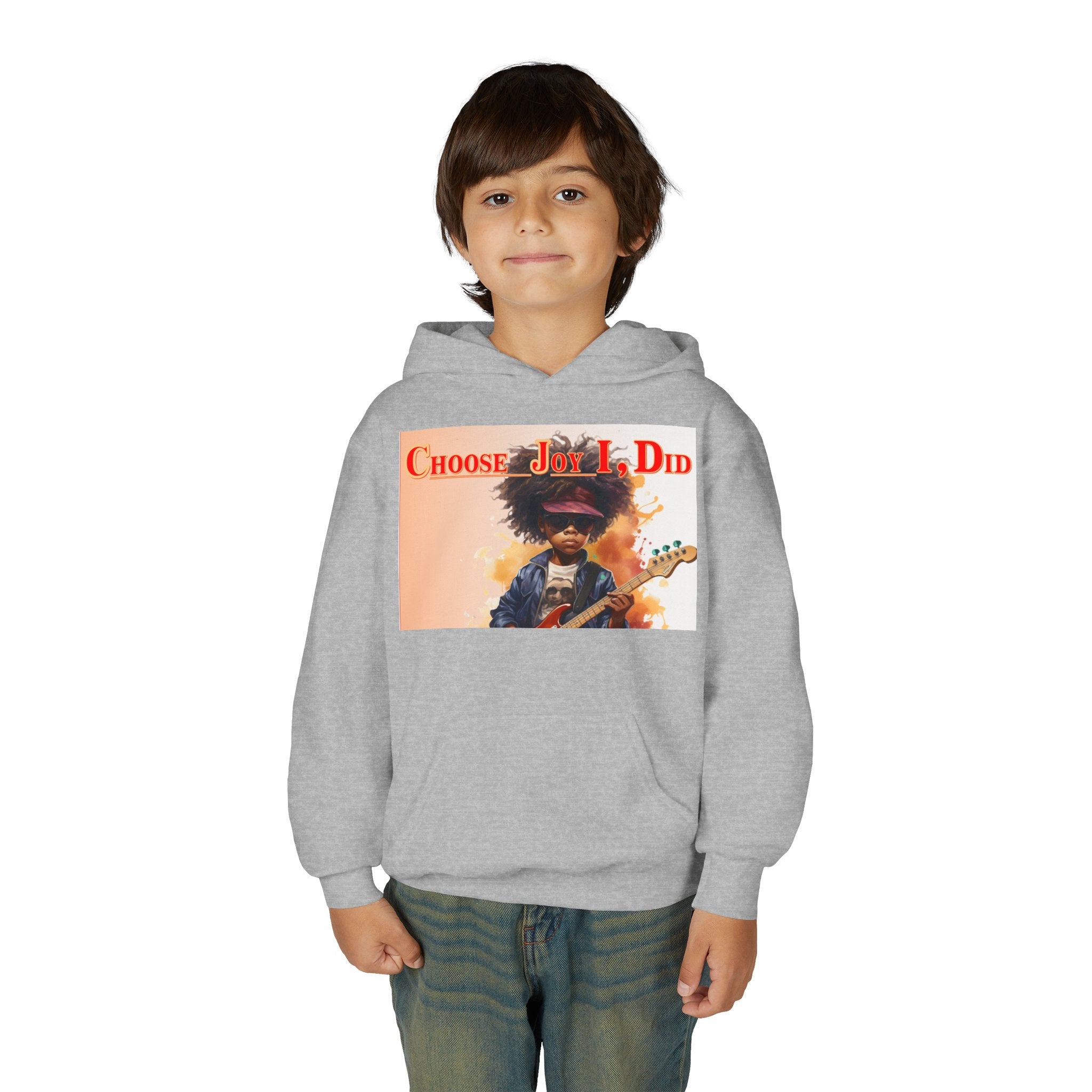 Youth Hoodie - "Choose Joy I Did" Guitar Kid Graphic