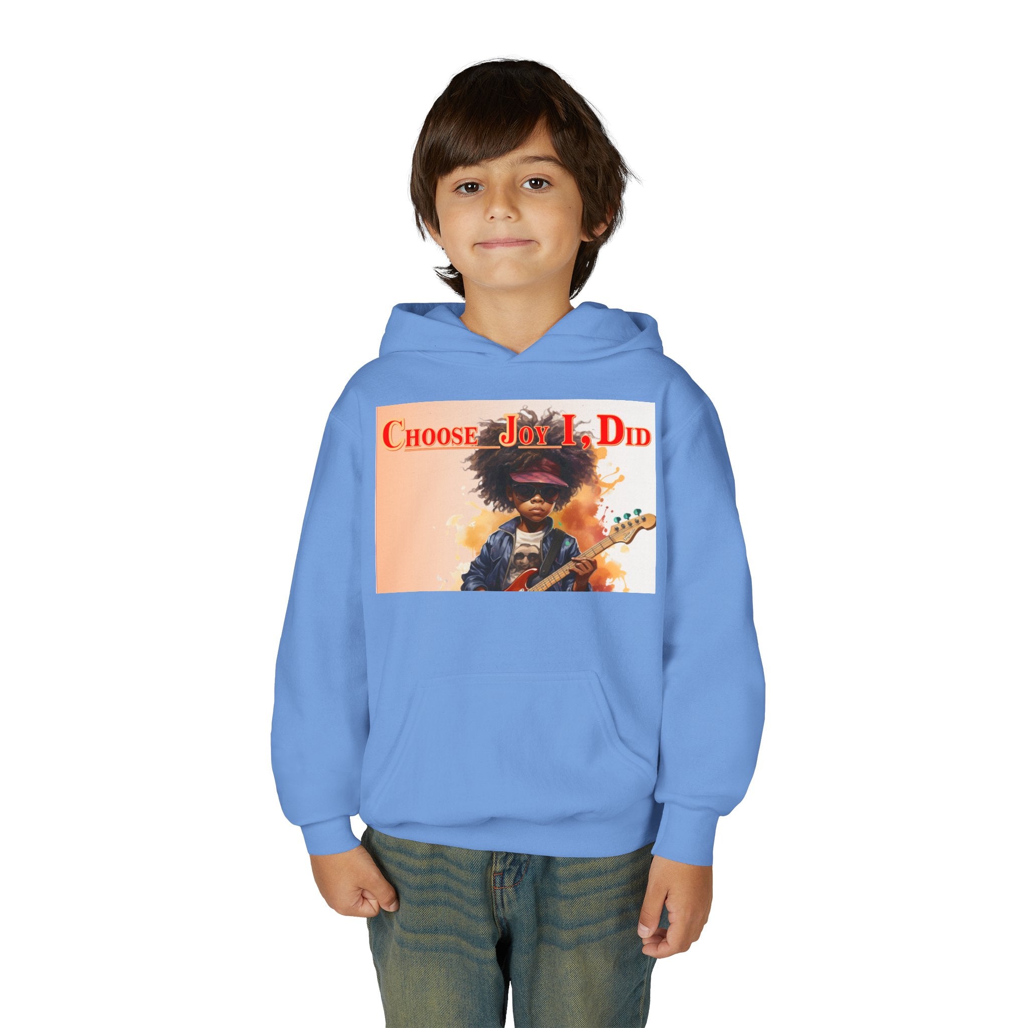 Youth Hoodie - "Choose Joy I Did" Guitar Kid Graphic
