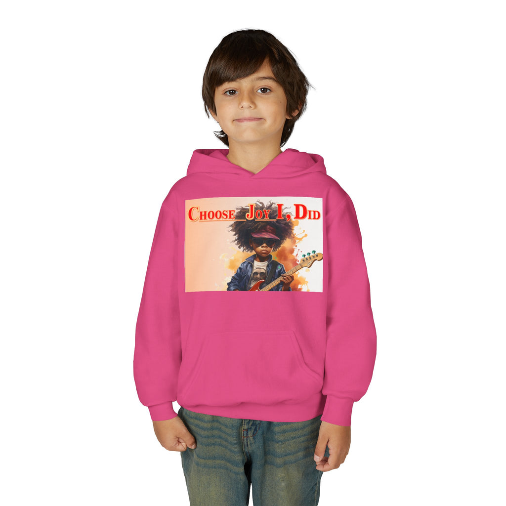 Youth Hoodie - "Choose Joy I Did" Guitar Kid Graphic