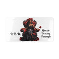 Queen Driving Through Vanity License Plate – 'Good Vibes Only' Decorative Car Plate