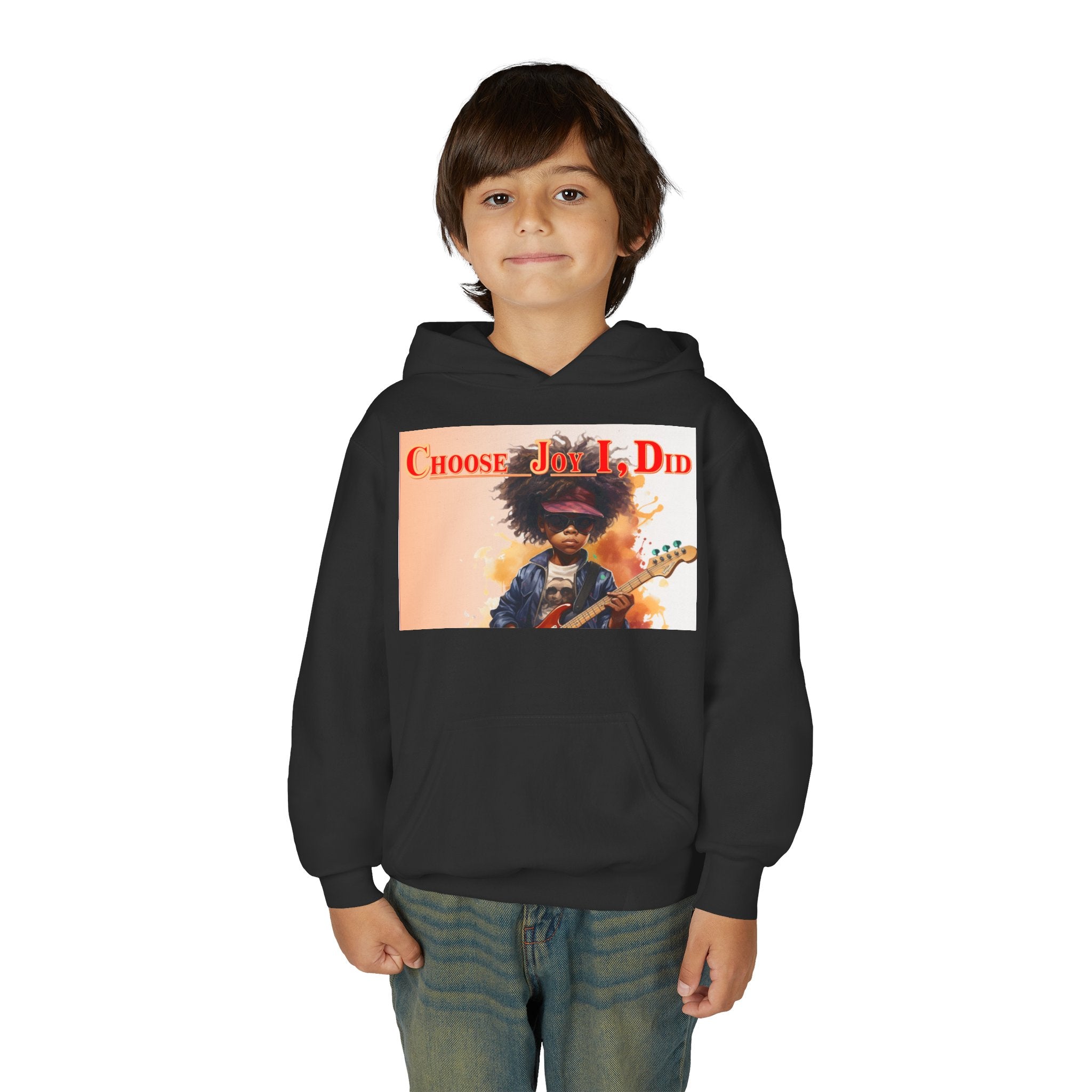 Youth Hoodie - "Choose Joy I Did" Guitar Kid Graphic