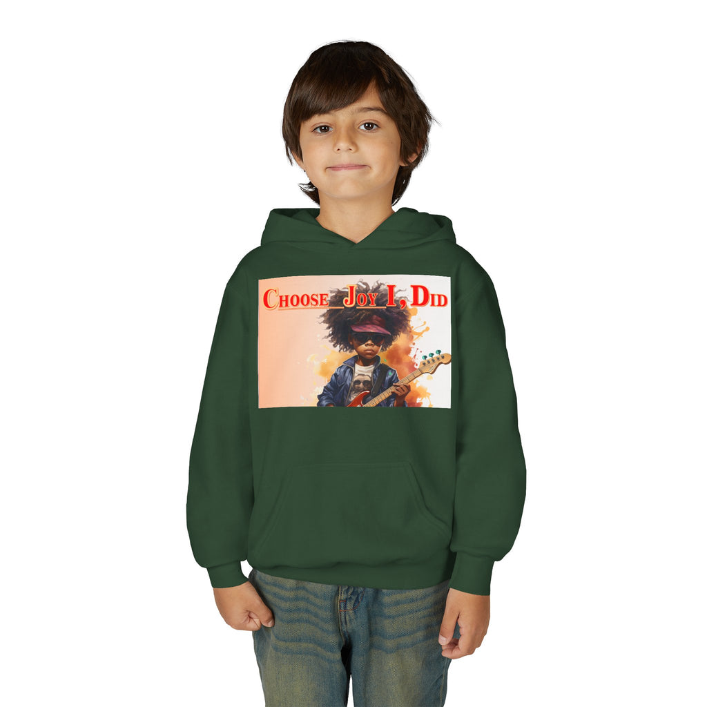 Youth Hoodie - "Choose Joy I Did" Guitar Kid Graphic
