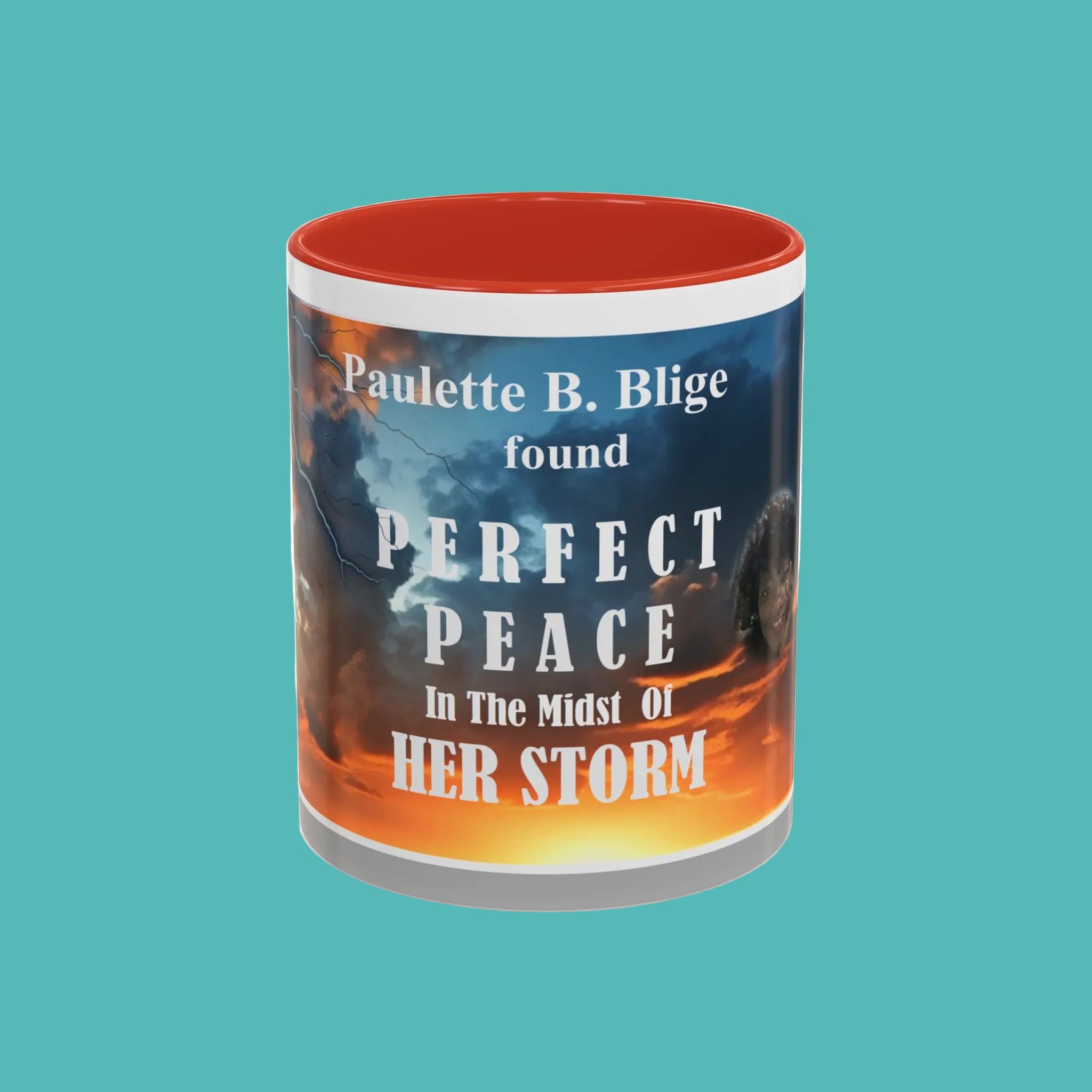 Inspirational Accent Coffee Mug - “Found Perfect Peace in the Midst of Her Storm”