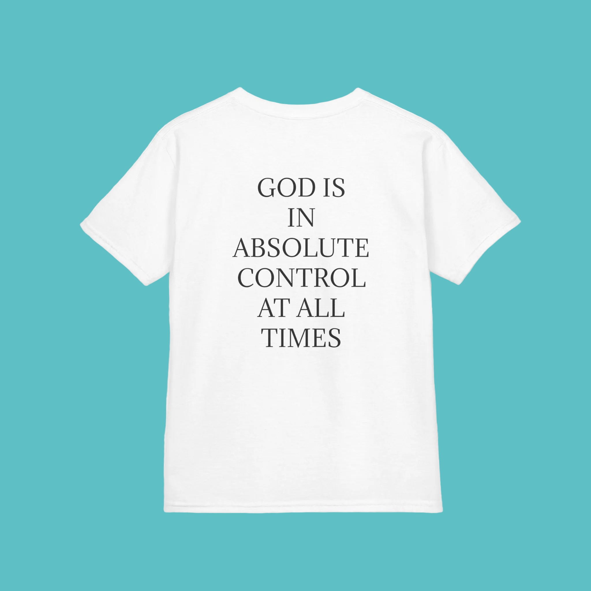 QUIET CONFIDENCE NEVER TOO SOON; Kids Tee — "I Praise You, Lord" Cute Black Girl Prayer Design | Back: God Is In Absolute Control