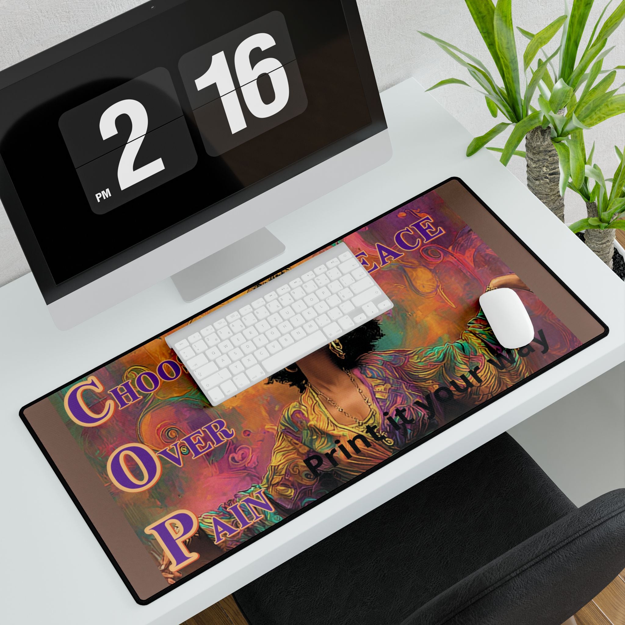 Choose Peace Over Pain Desk Mat — Afrocentric Inspirational Desk Mat for Office & Home