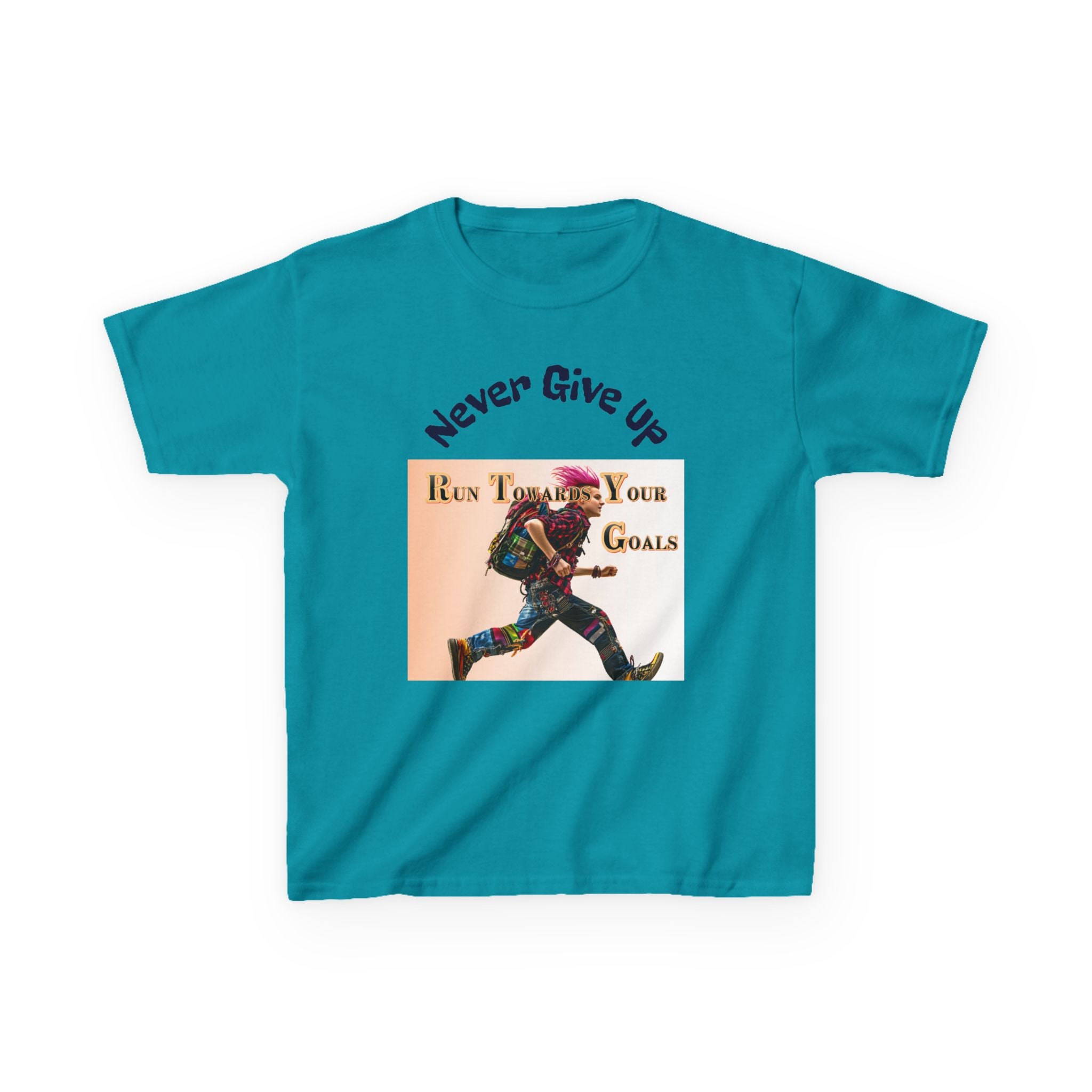Kids Motivational Tee — “Press Towards Your Goals” Running Design