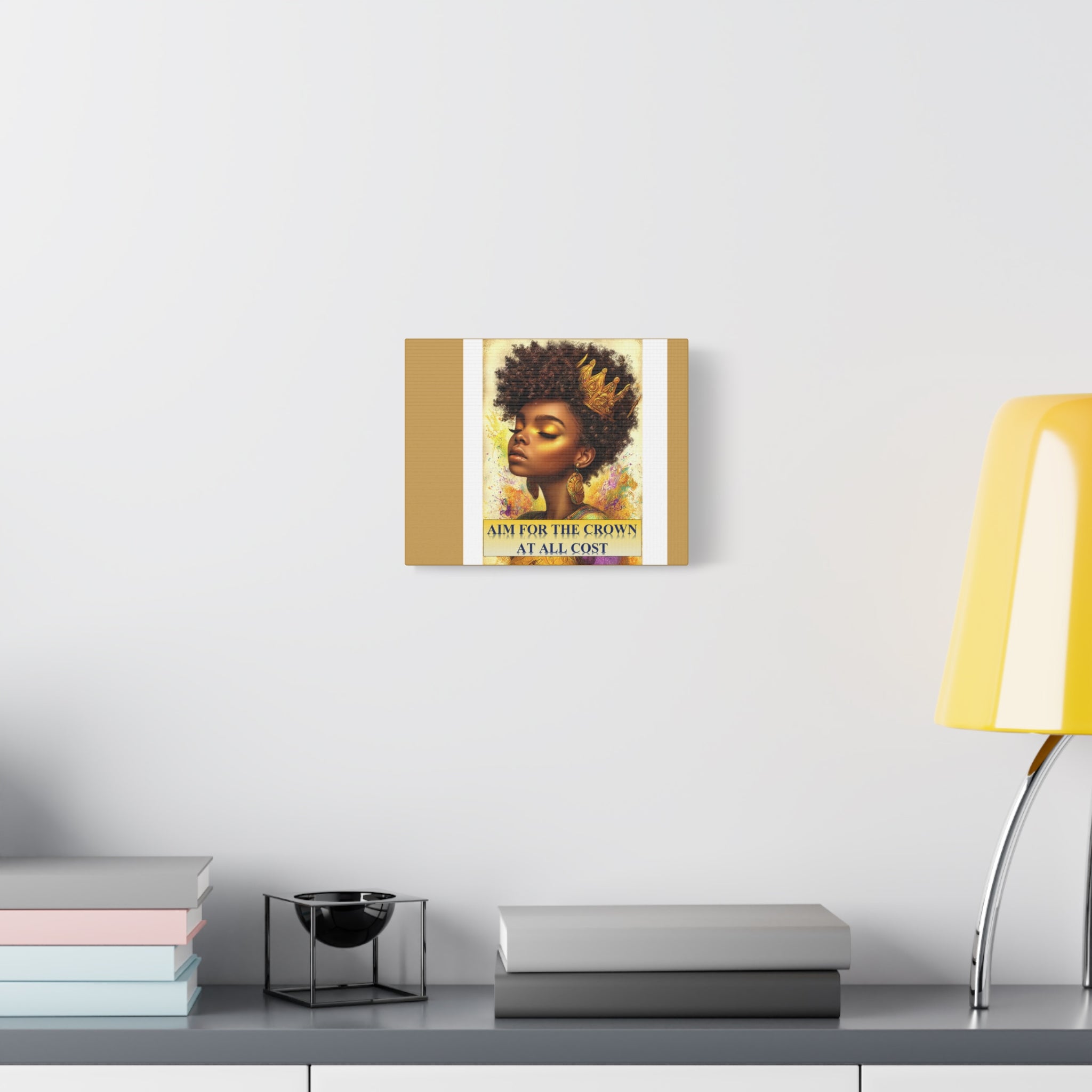 Aim for the Crown Canvas Wall Art — Inspirational Black Girl Queen Portrait